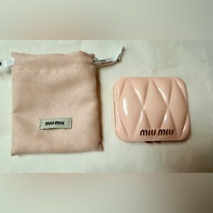Miu Miu Soft Pink Compact Mirror NEW in Box w Bag. Mirrors SEALED. Gold Accents